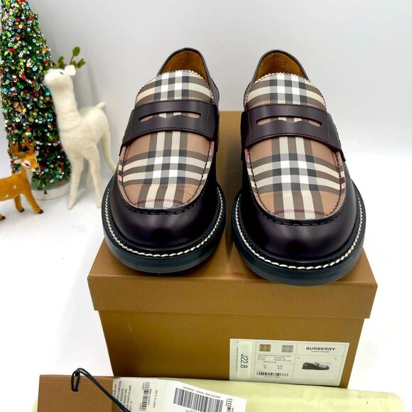 Men’s Burberry vintage check penny loafers size 43 made in Italy - Picture 1 of 7